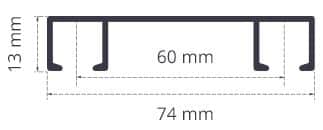 Profil dvoj-drážkovej koľajnice 8063 do stropu.